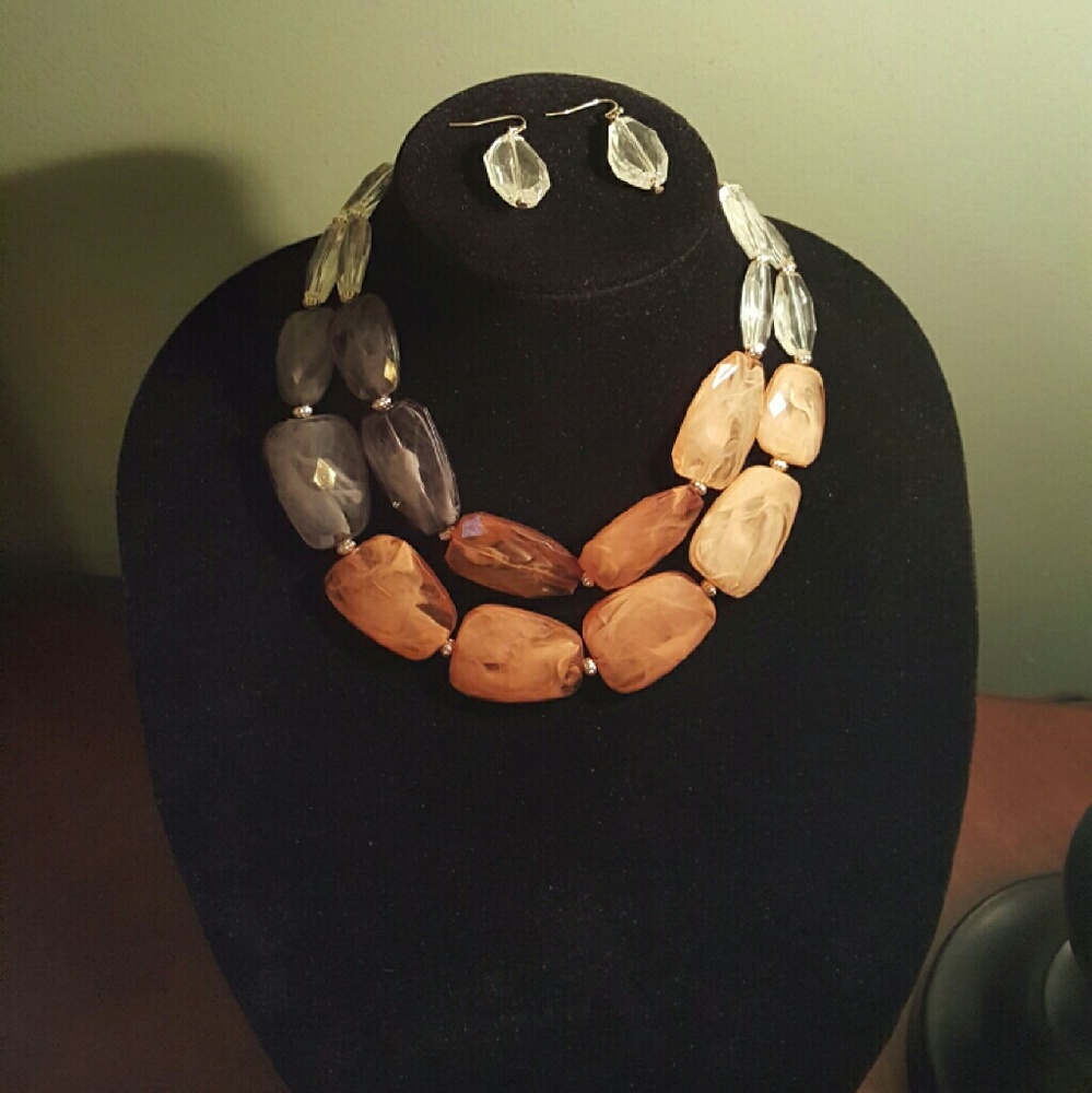 Brown ombre necklace set
